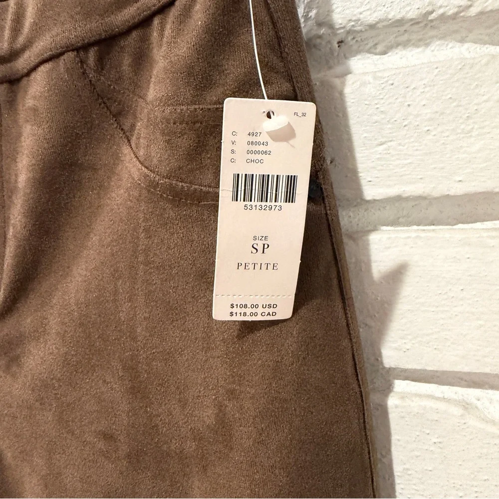Sanctuary x Anthropologie Brown Faux Suede Pants SP Petite High Rise Skinny NWT